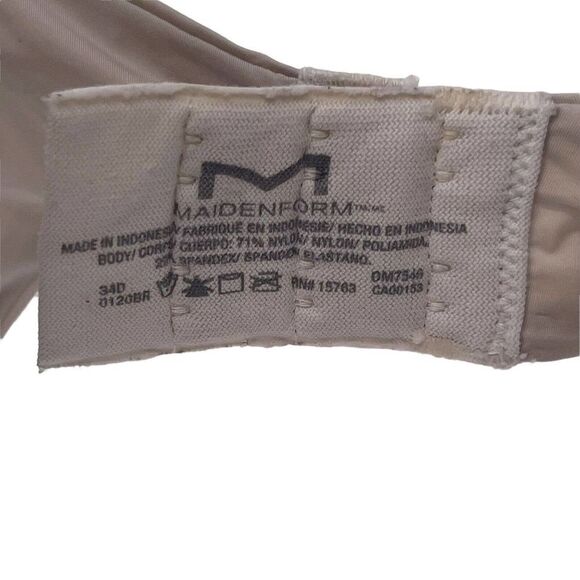 Maidenform Bra Size 34D White Wireless Lightly Padded Back Closure Bra Comfort - Picture 7 of 7